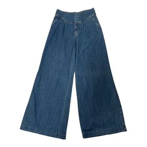 Studio F Wide Leg High Waisted Palazzo Jeans Size 10 Wide Leg Pleated